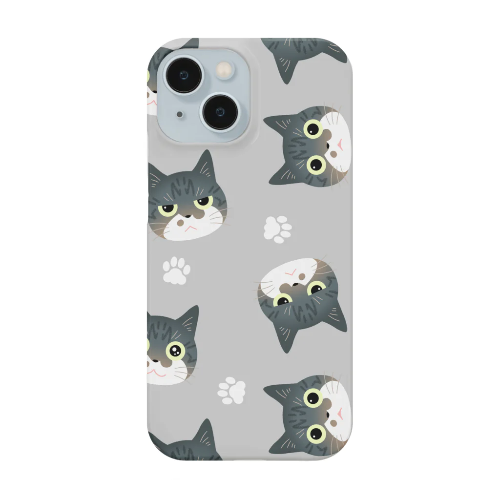 サバ白雑種猫のなめこちゃん屋のなめこパターン（向き/グレー） Smartphone Case