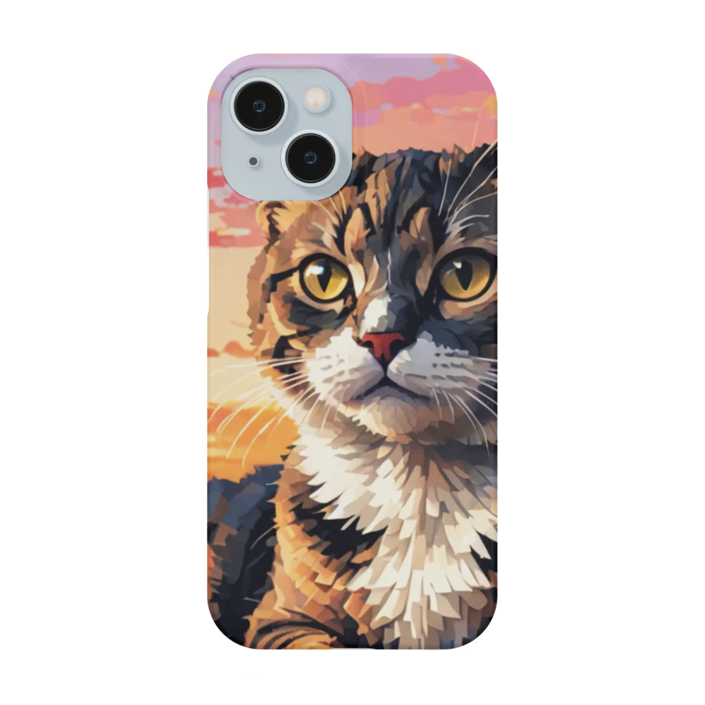 ねこネコ猫nekoの夕日と猫 Smartphone Case