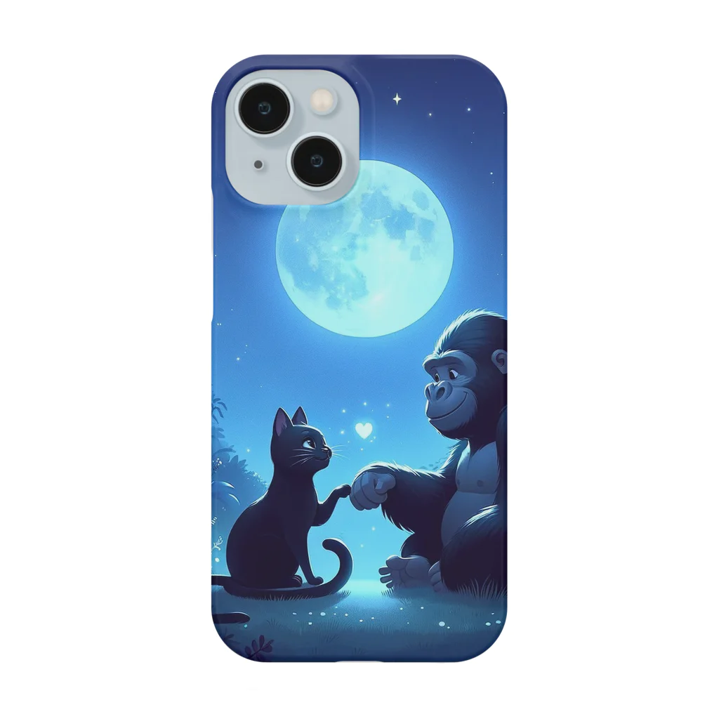 Super_Bluemoonの不思議な世界のゴリラと黒猫の友情🎵 Smartphone Case