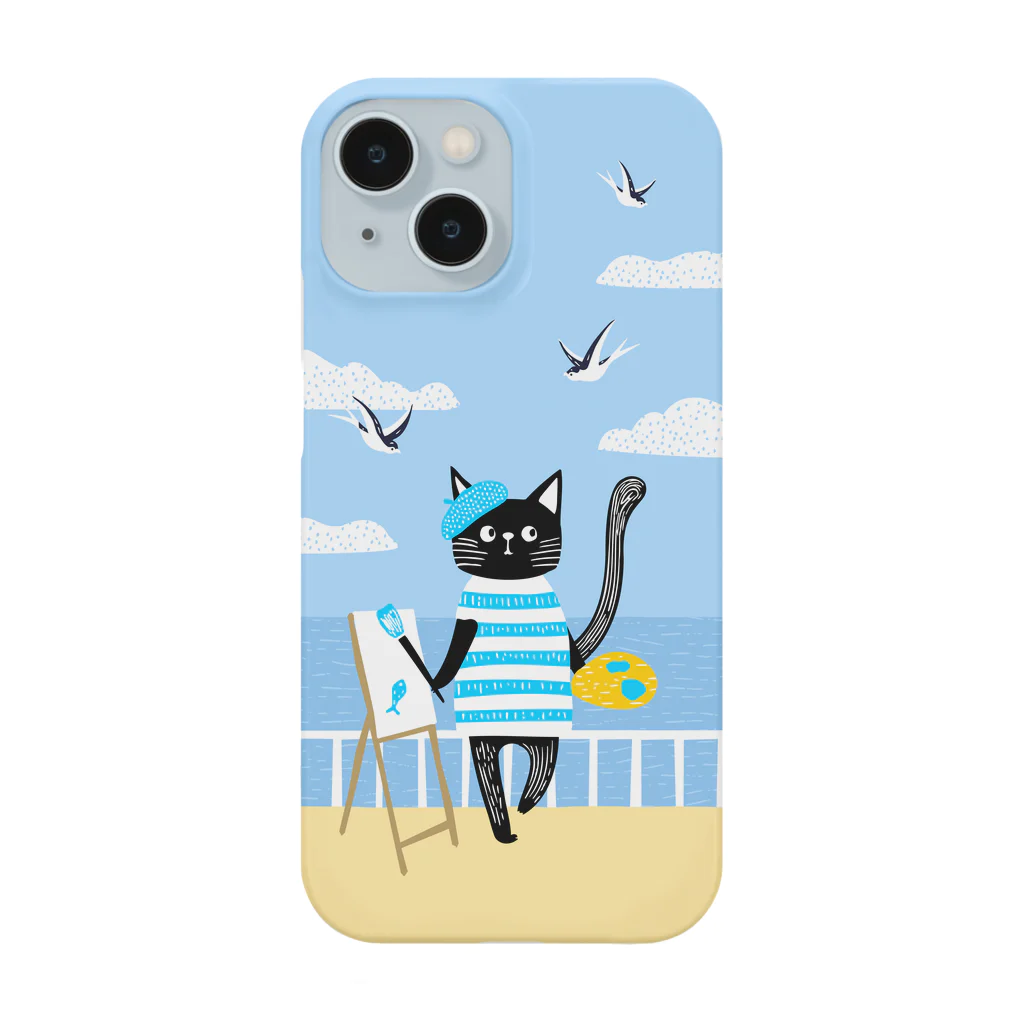 QROOVYの黒猫　シアンけど　pat02 Smartphone Case