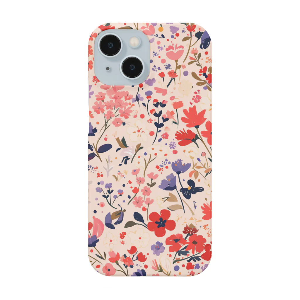 AQUAMETAVERSEの花柄のプリント　なでしこ1478 スマホケース