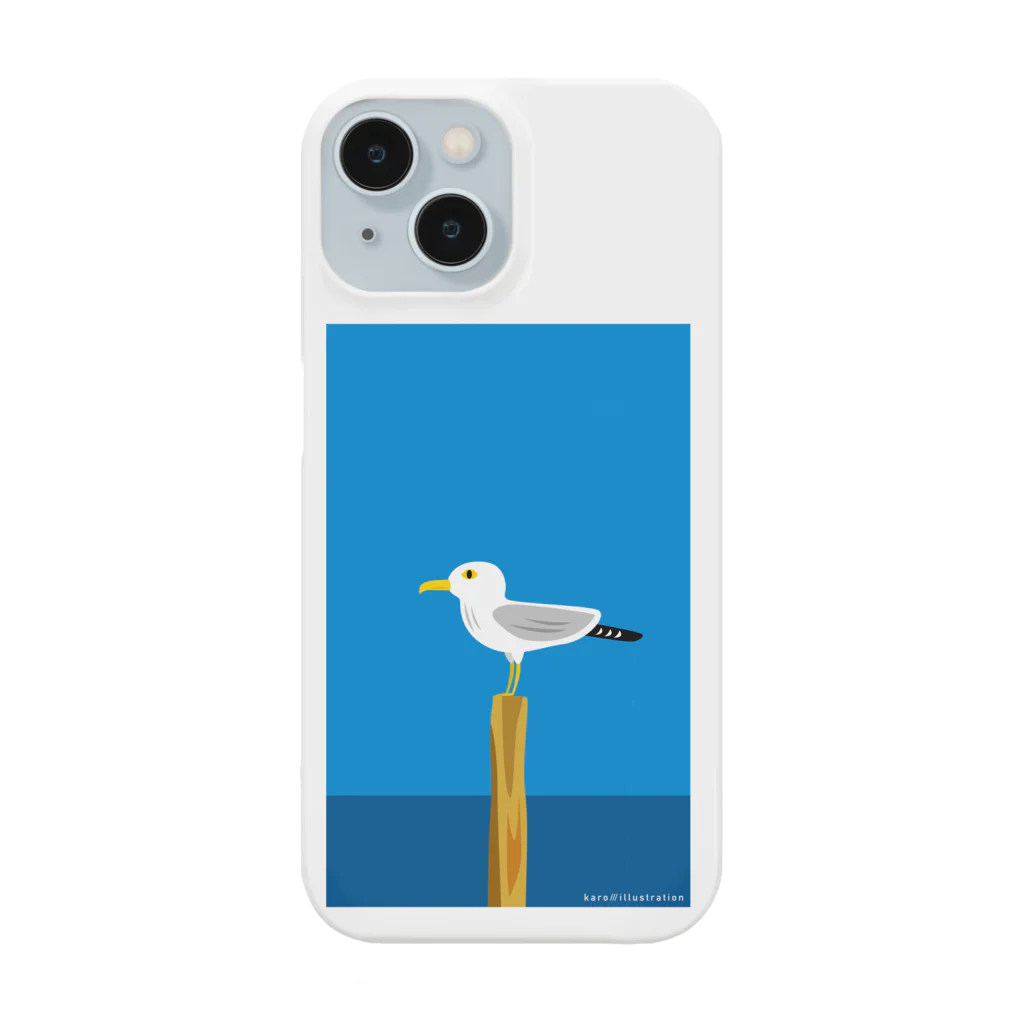 karo///illustrationのデザインシリーズ　青い空と青い海とカモメ Smartphone Case