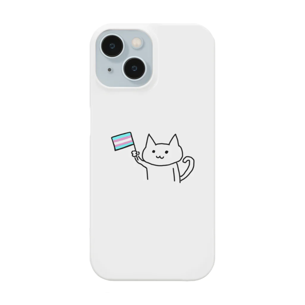 ひろひろのトランスジェンダーフラッグを持ったねこ Smartphone Case