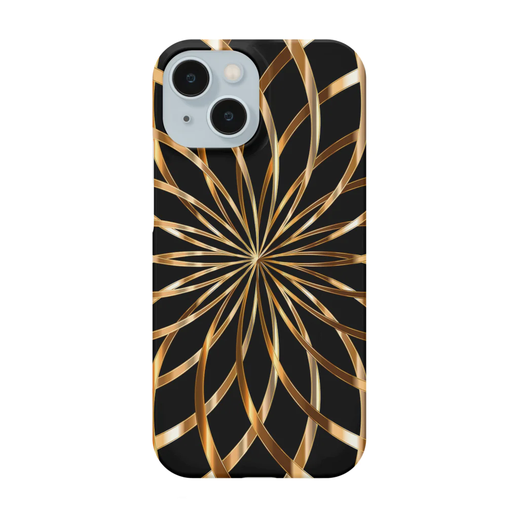 funny-boneのブラック・ゴールド フラワー BLACK・GOLD Flower Smartphone Case