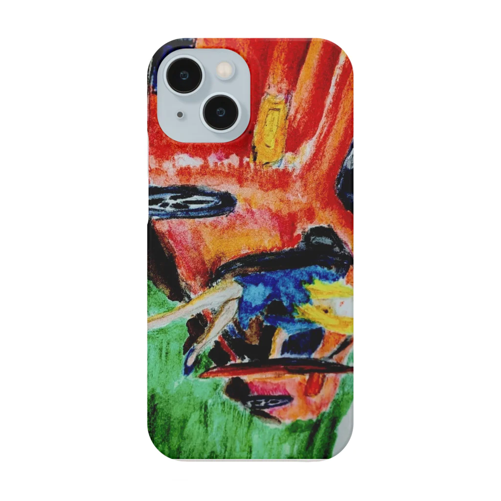 Painting-Gorilaの赤い車と女性 Smartphone Case