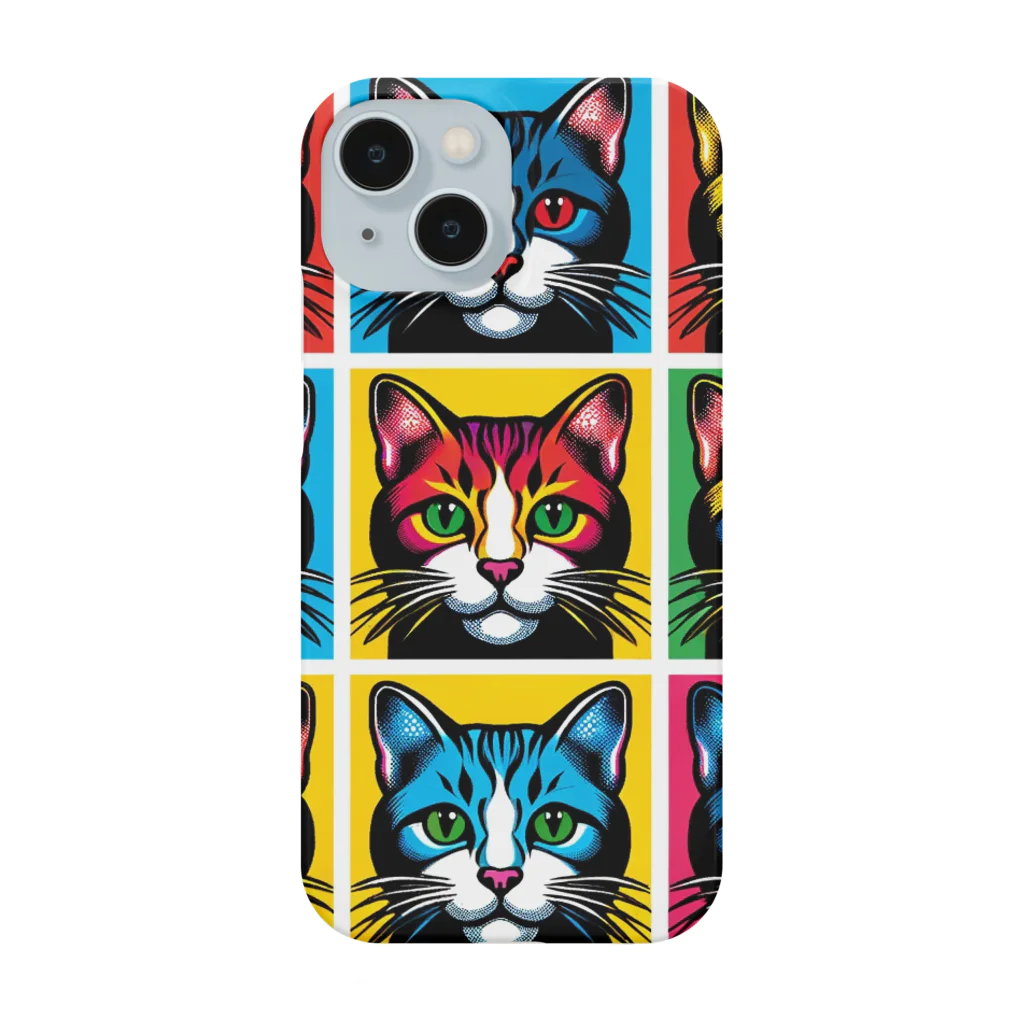 CatCraftsの【Colorful Cat Pop】- ポップアート猫顔コレクション スマホケース