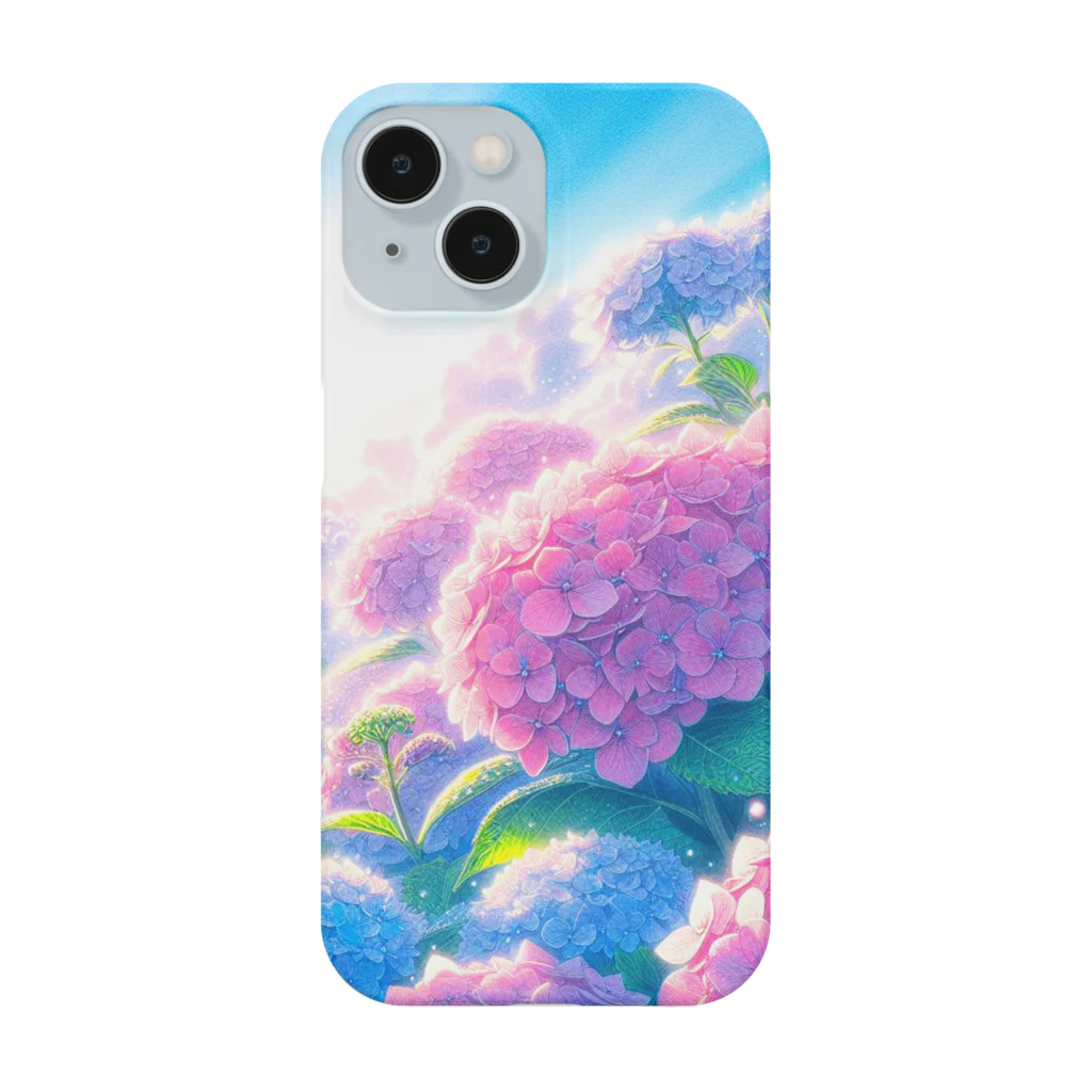 huwari-hanaakariの朝日に輝く紫陽花 Smartphone Case