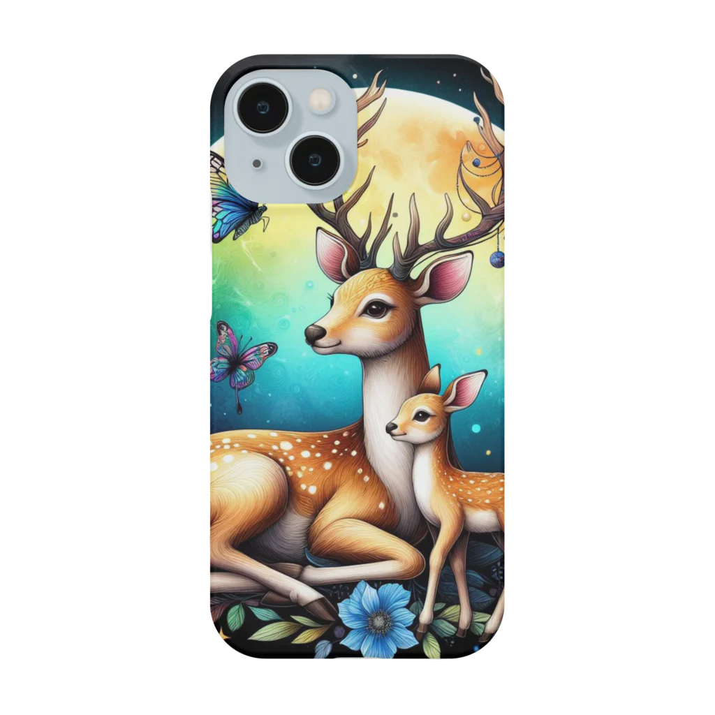 momoart8888の満月の花🦌🌝 スマホケース