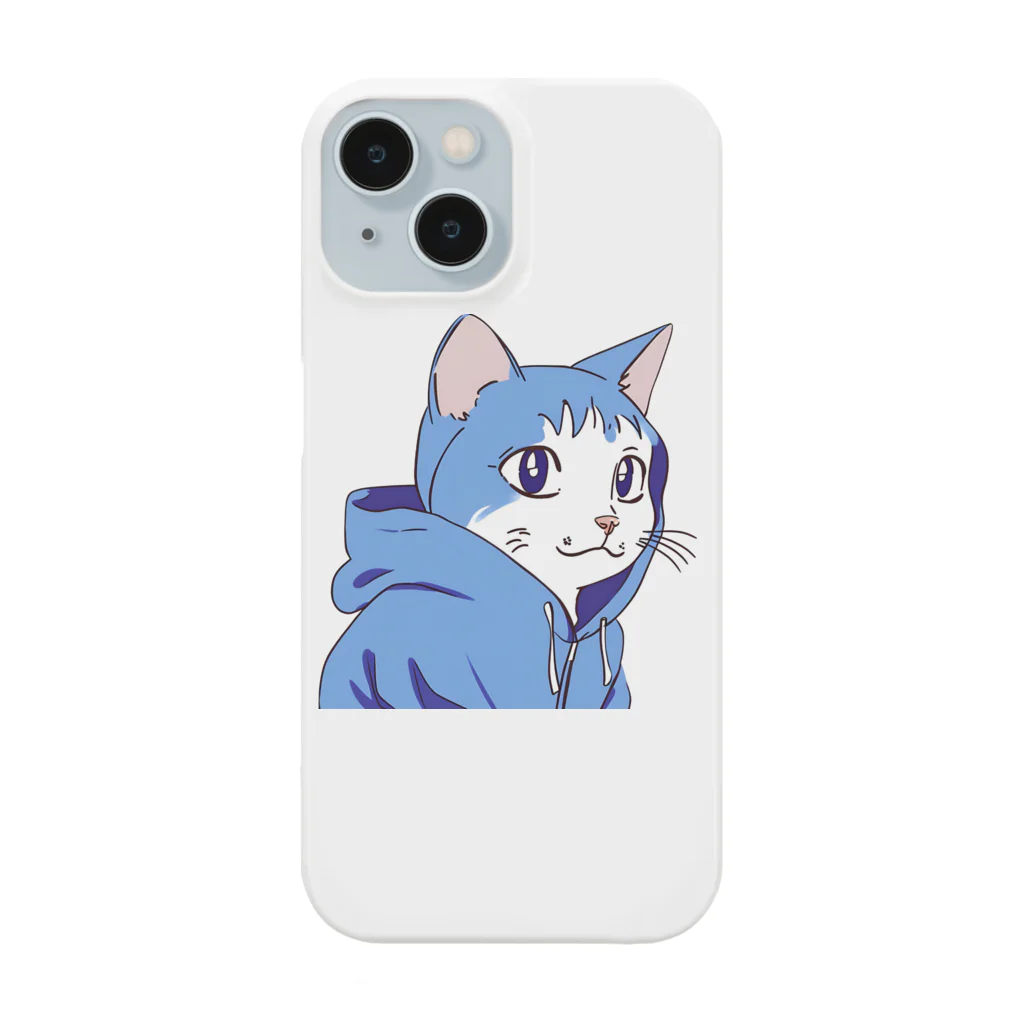 yamabの青いパーカーをきた猫 Smartphone Case