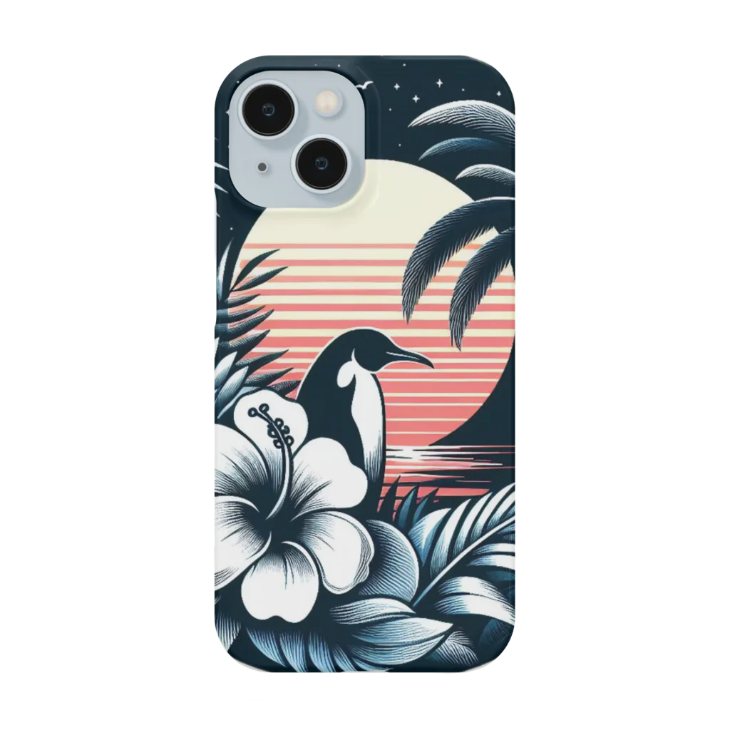 Green__teaのペンギンとハイビスカス Smartphone Case