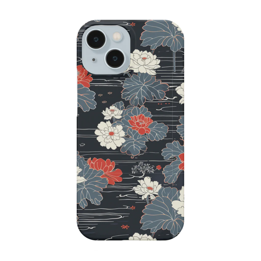 奏桃服店のTranquil Lotus Pond Pattern iPhone Smartphone Case