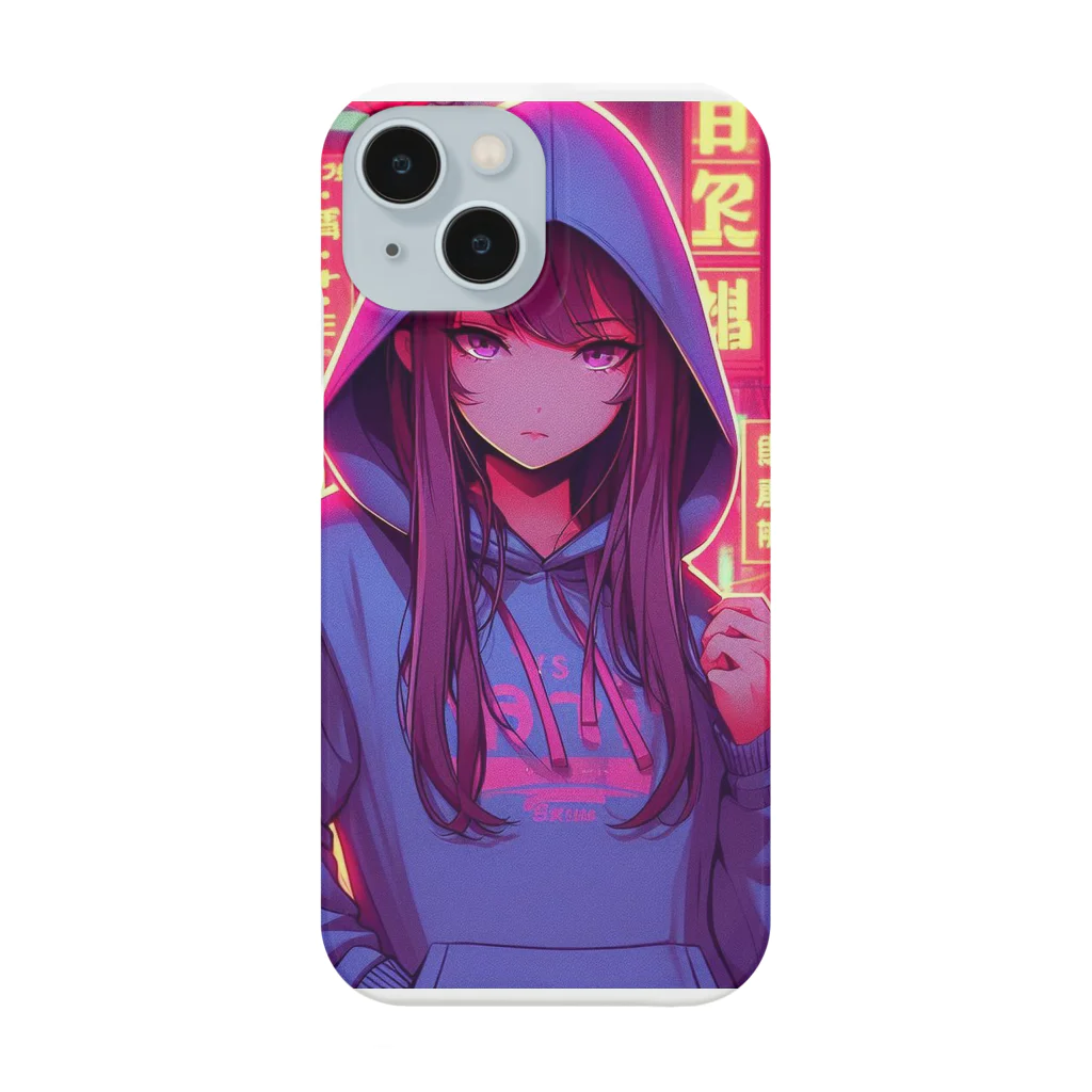 UnderpopSのネオンが光る街に立つ女の子2 Smartphone Case