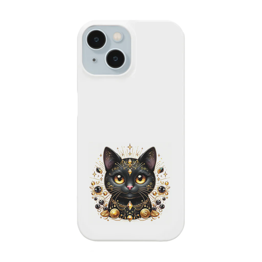 黒猫ギャラリー🐈‍⬛の金運の黒猫の神様 Smartphone Case