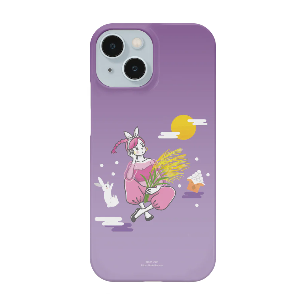 MIKA YADA illust shopの9月お月見の夜、うさぎと。 Smartphone Case