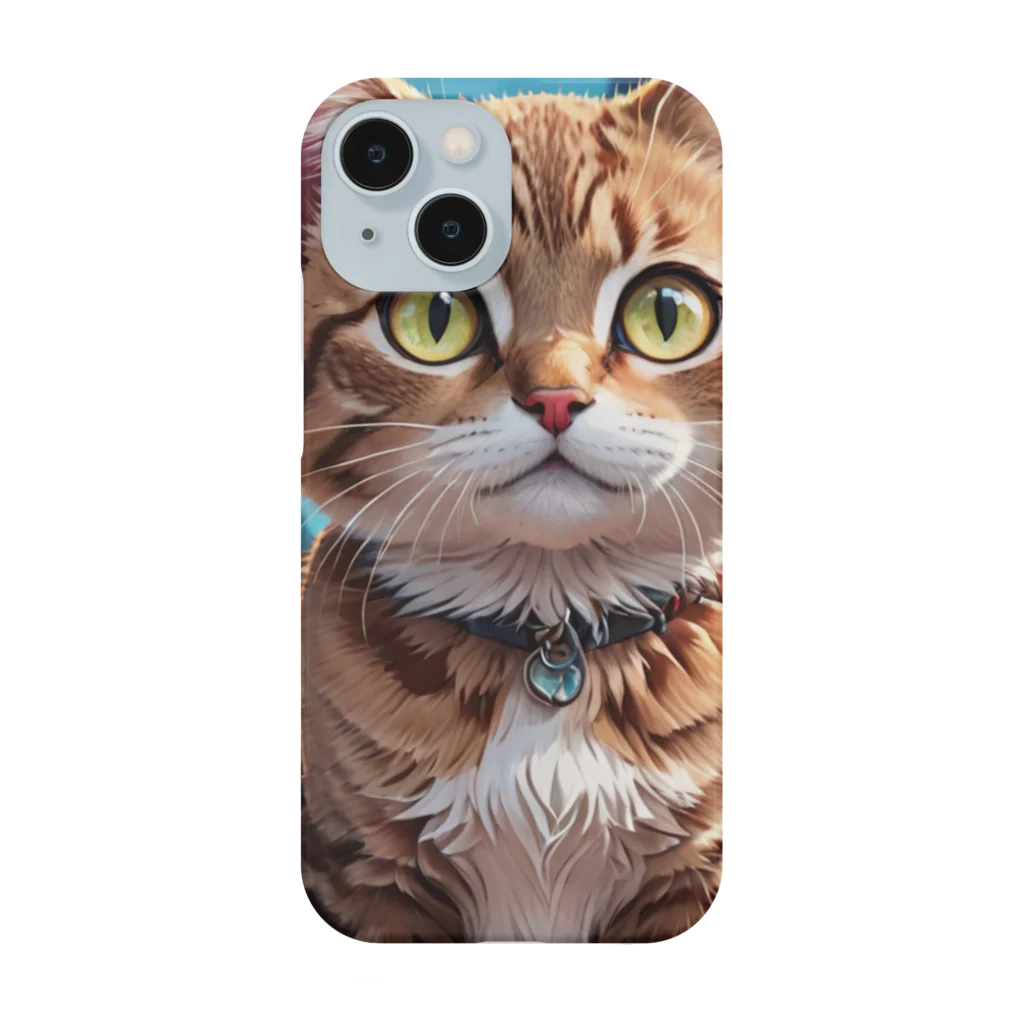 cat@kawaiiの夜の静けさに包まれた路上で、ひときわ凛々しい姿の猫 Smartphone Case