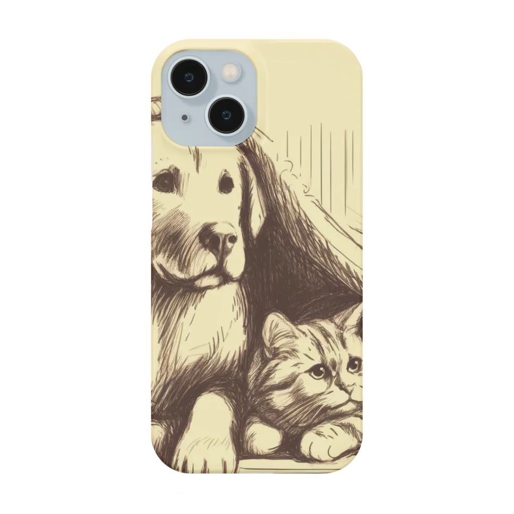 R Uの仲良しペア：犬と猫のくつろぎタイム Smartphone Case