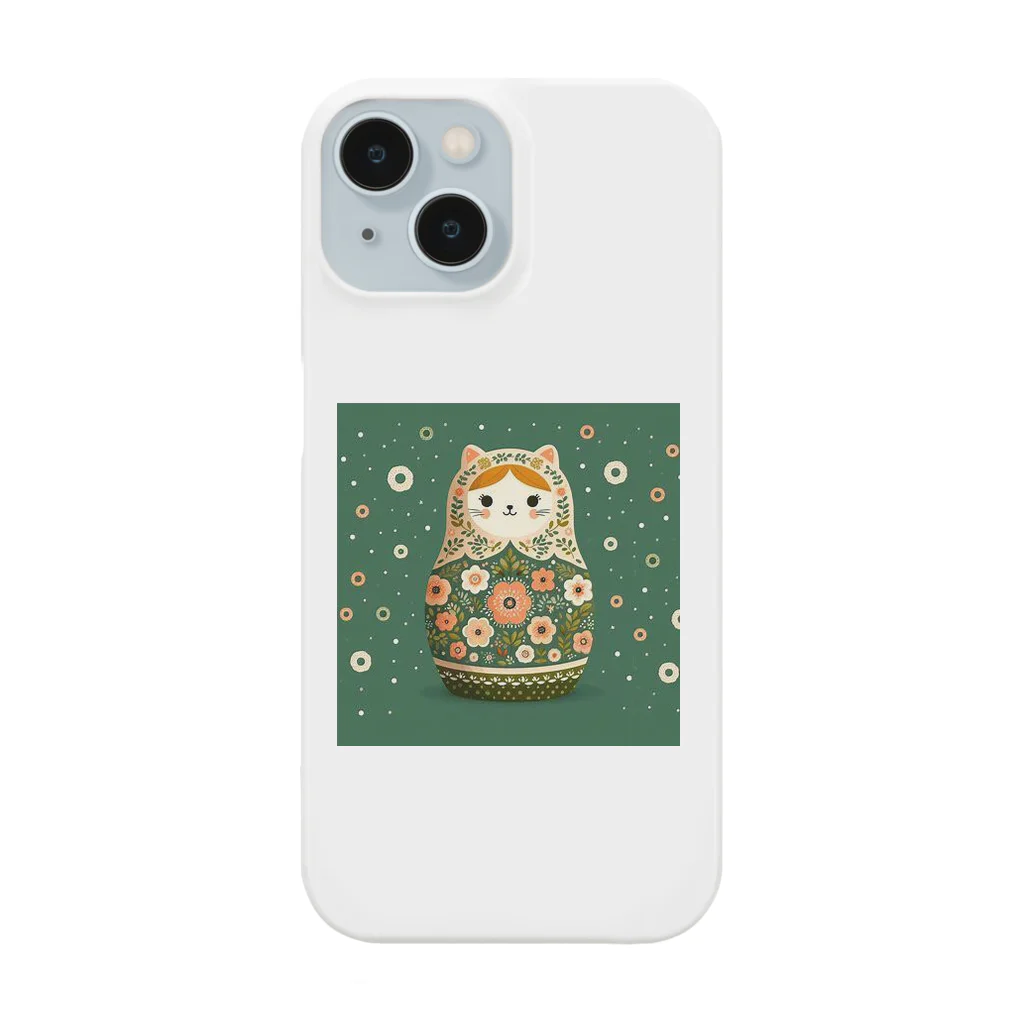 可愛い動物マトリョーシカの猫のマトリョーシカ（緑） Smartphone Case