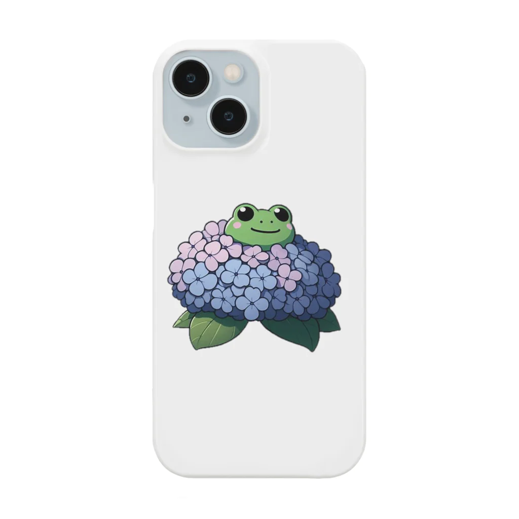 終わらない夢🌈の紫陽花の花と可愛いアマガエル🐸 Smartphone Case