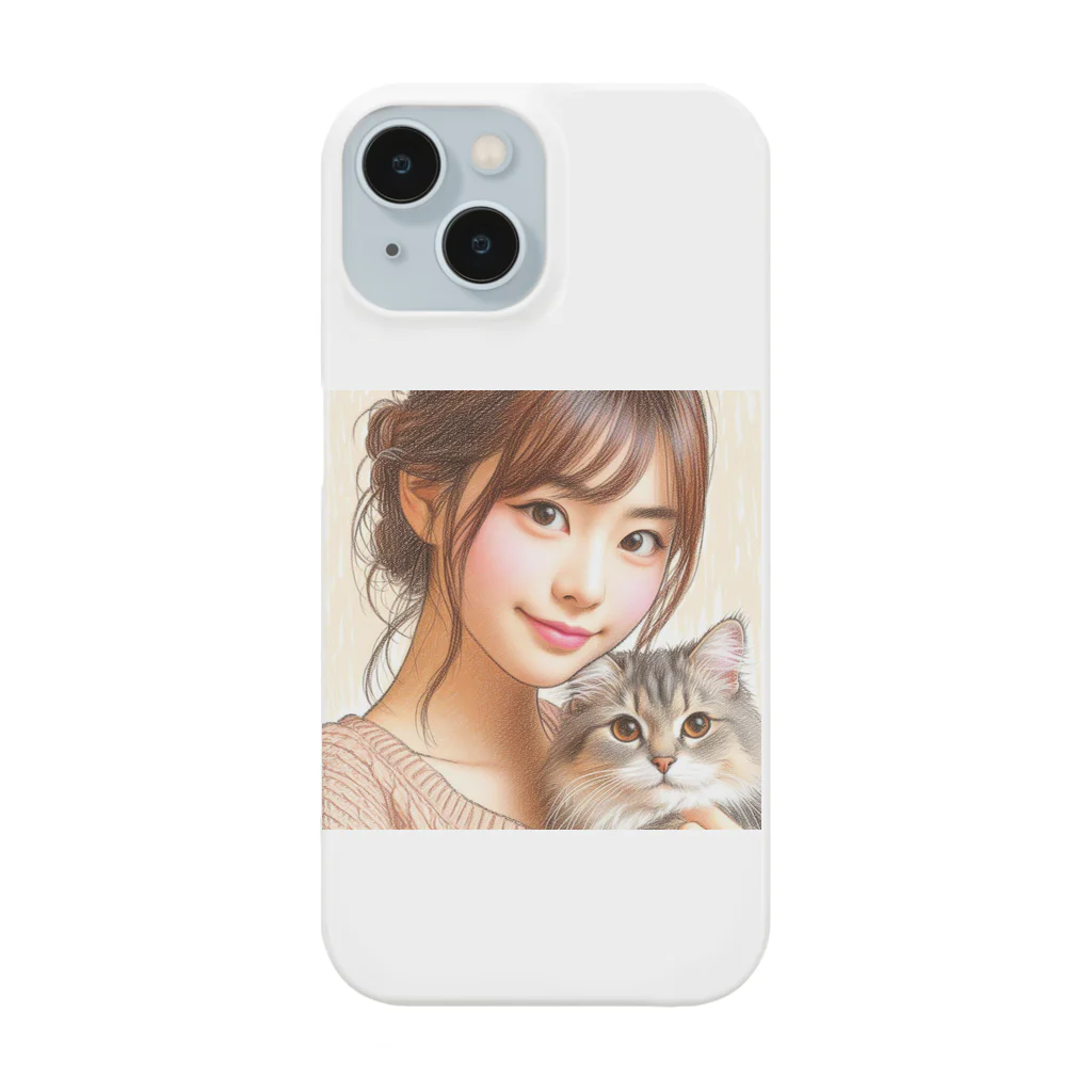 ねこっぷ屋|の猫と女性 Smartphone Case