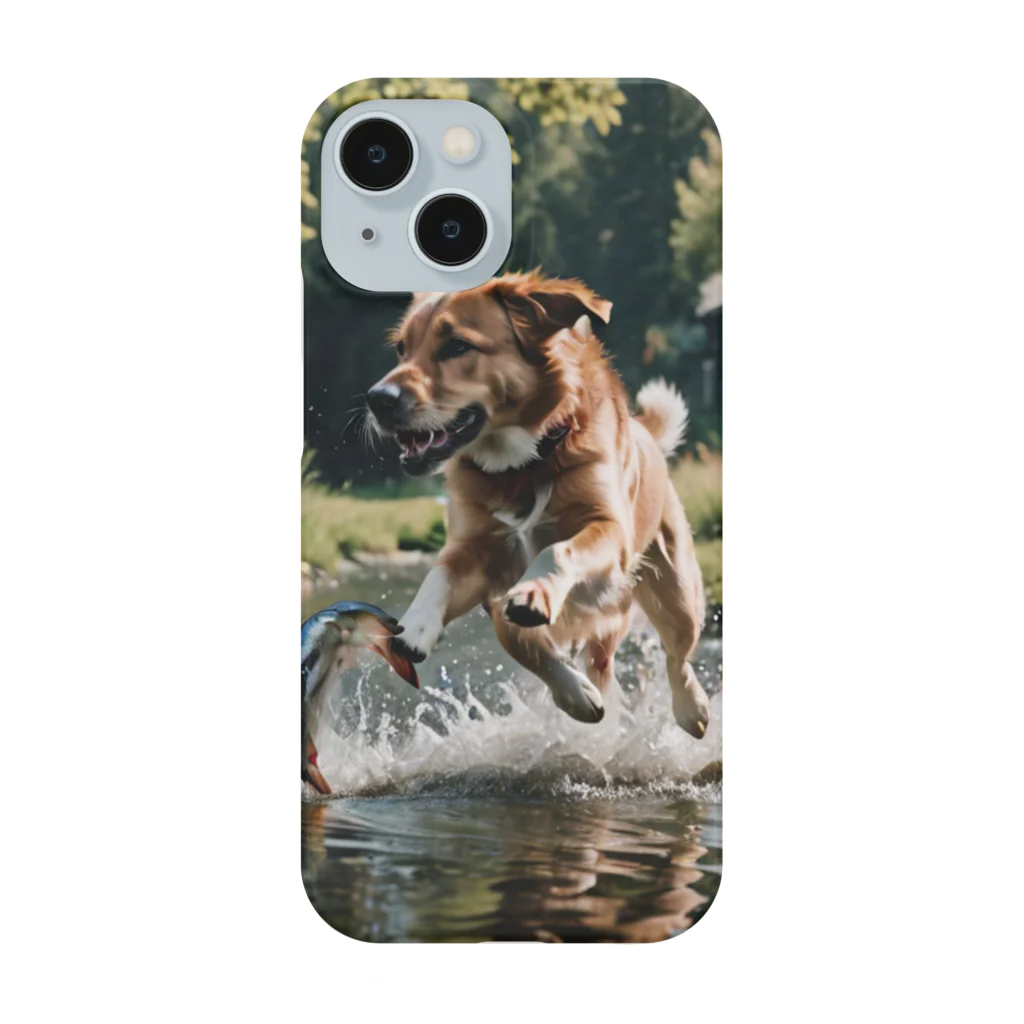 kokin0の水辺を走る犬 dog runnning on the water スマホケース