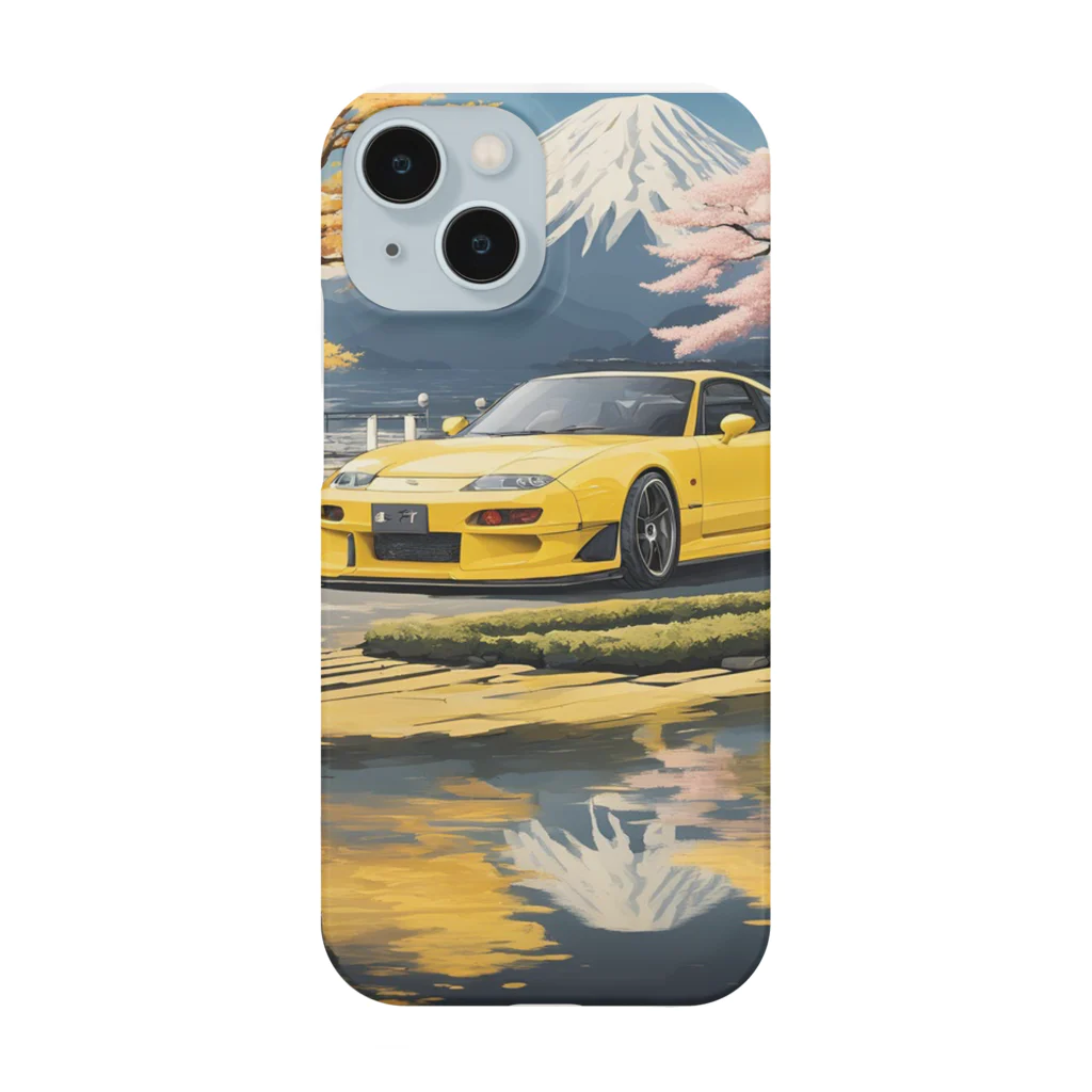 JapanCarStyleの黄色いスポーツカーと日本の風景3 Smartphone Case