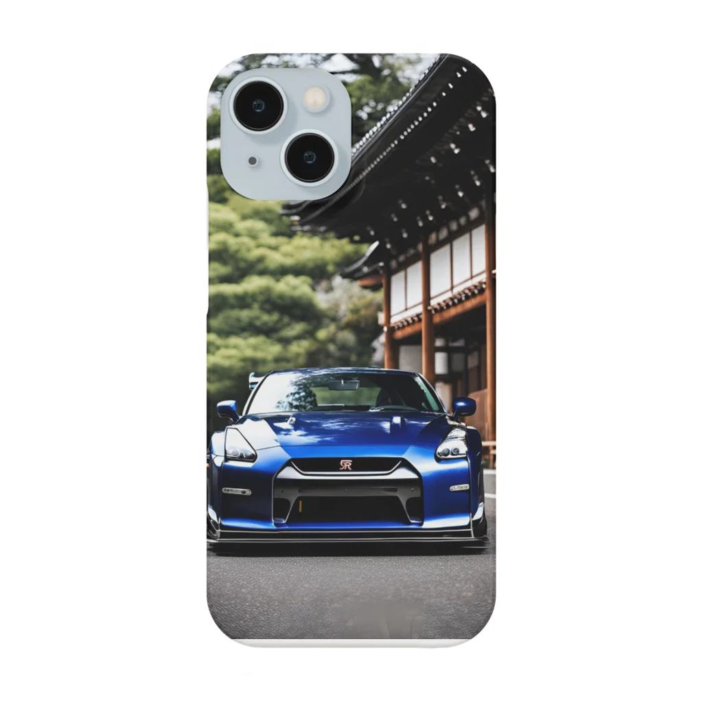 JapanCarStyleの青いスポーツカーと日本の風景 Smartphone Case