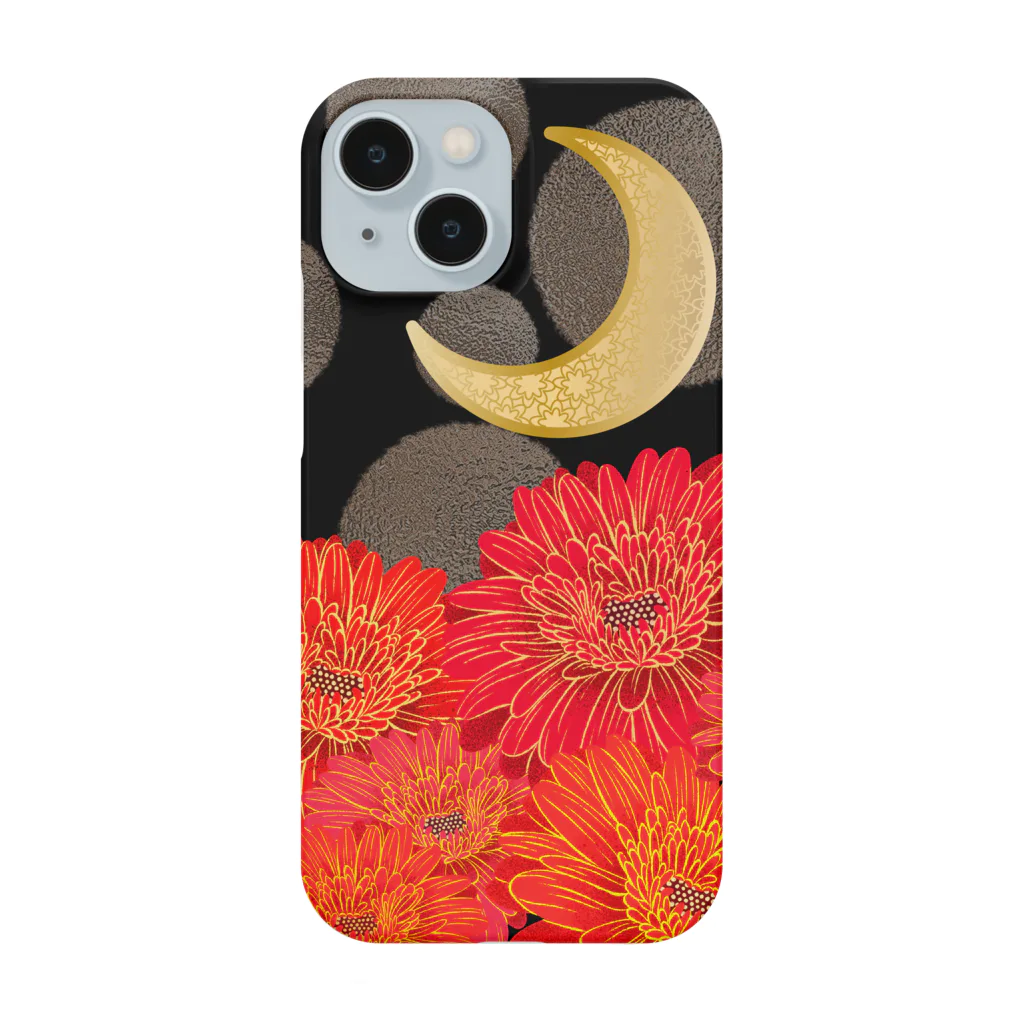 allure72の花と月　ブラック Smartphone Case