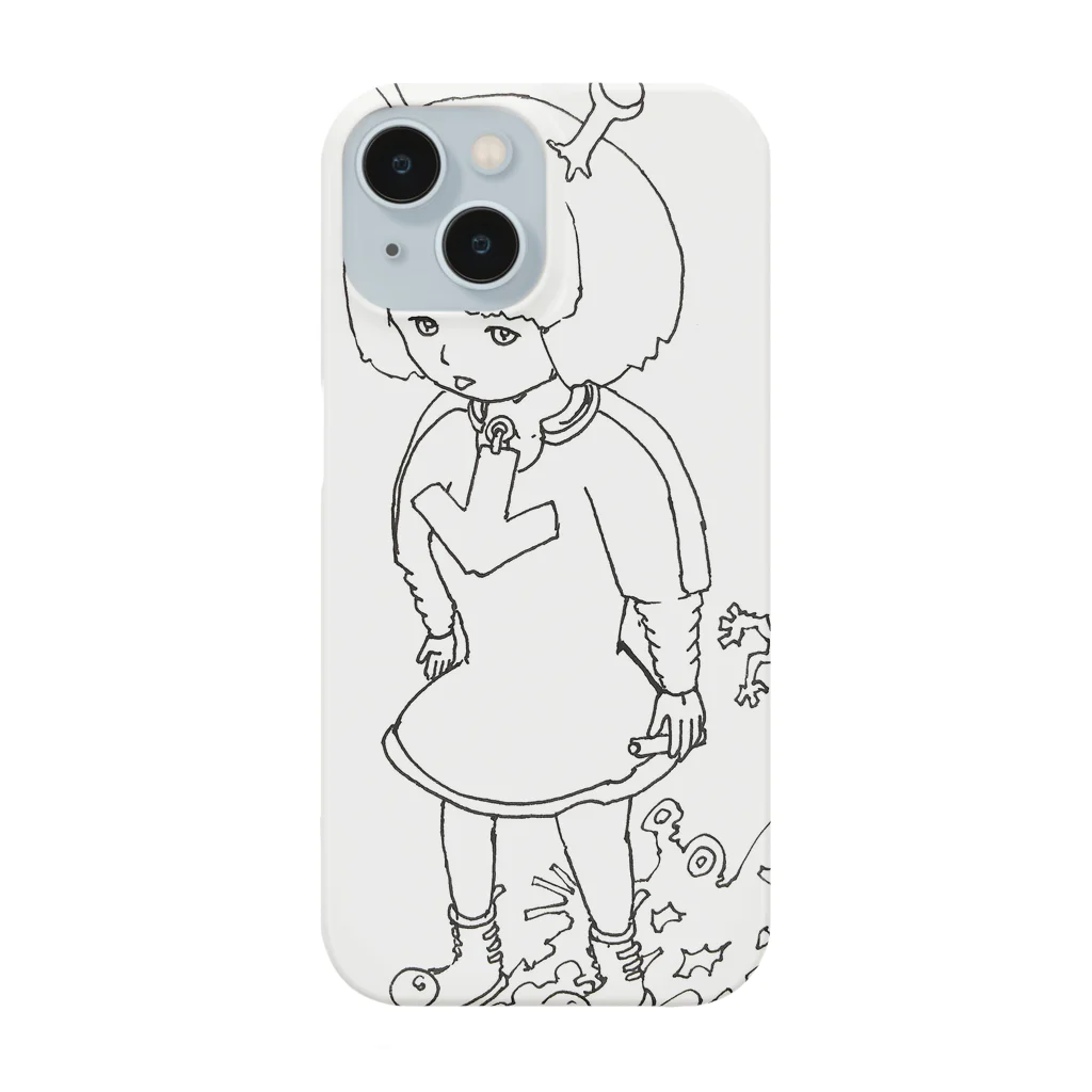 ★ 藤崎幾何 ★ illustrationのE GIRL モノクロ Smartphone Case