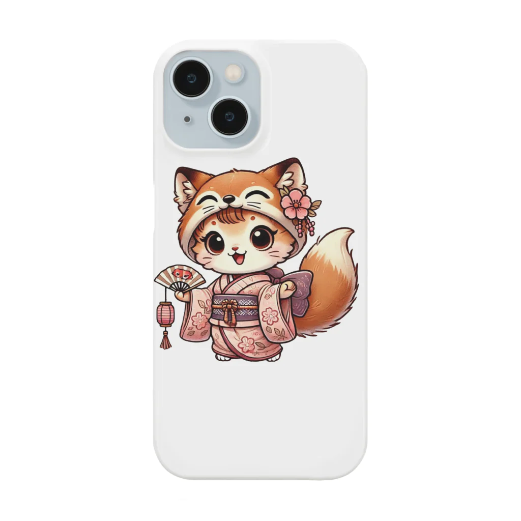 Snow-peaceのキュートなキツネコスチュームの子猫 Smartphone Case