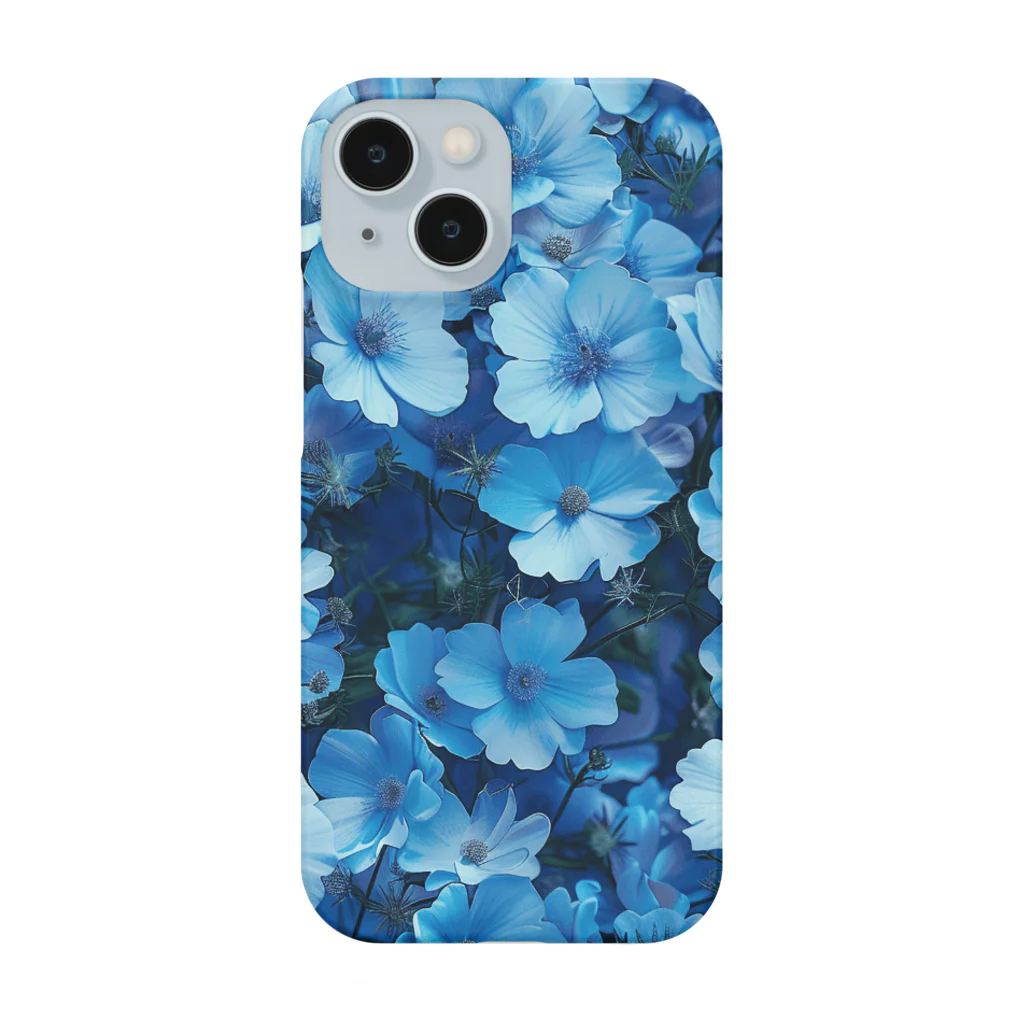 オンラインショップイエローリーフの水色小さな花 Smartphone Case