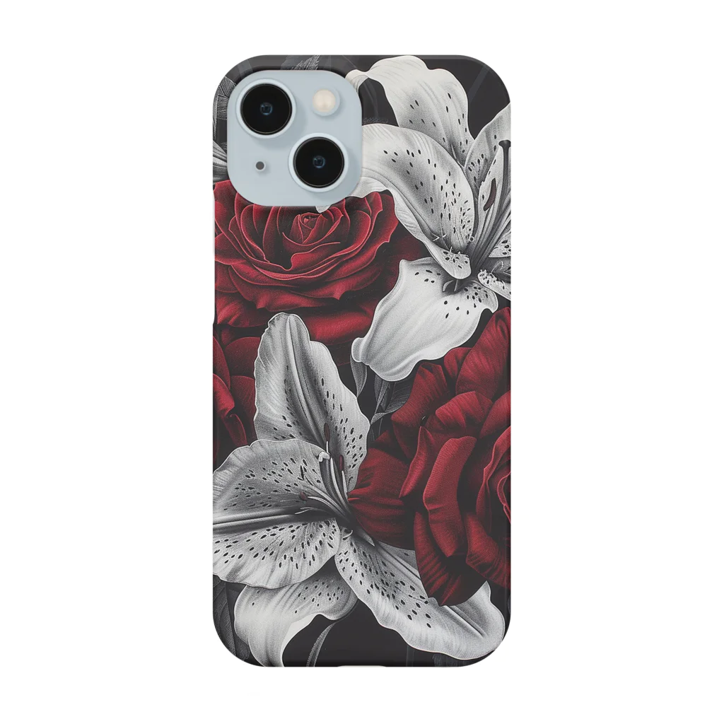 ドライバーの赤いバラと白いユリ Smartphone Case