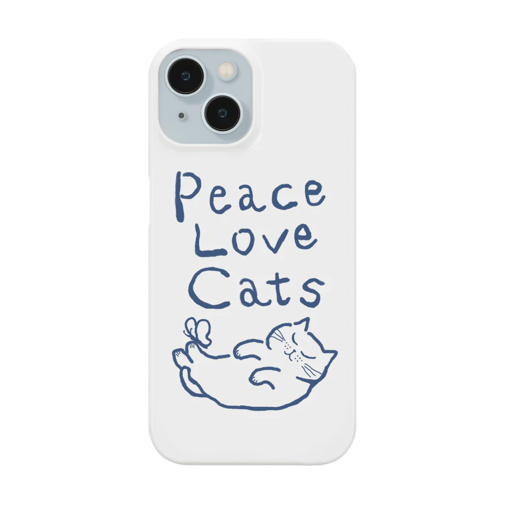 TomoshibiのPeace Love Cats ブルー 스마트폰 케이스