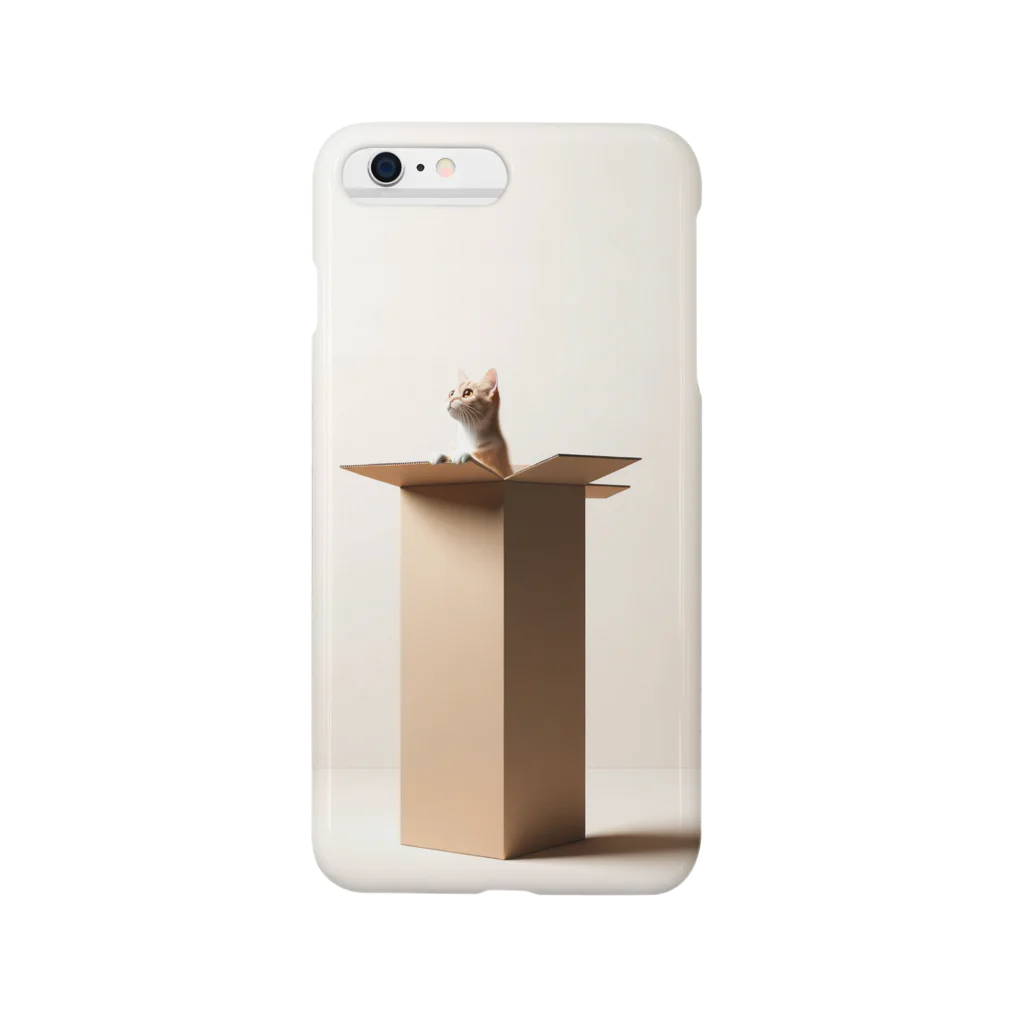 鹿児島のSUZURIアートショップの📦『鹿児島SUZURIアート iPhoneケース: 未知への探究 〜箱からの猫の視線〜』🐱 スマホケース
