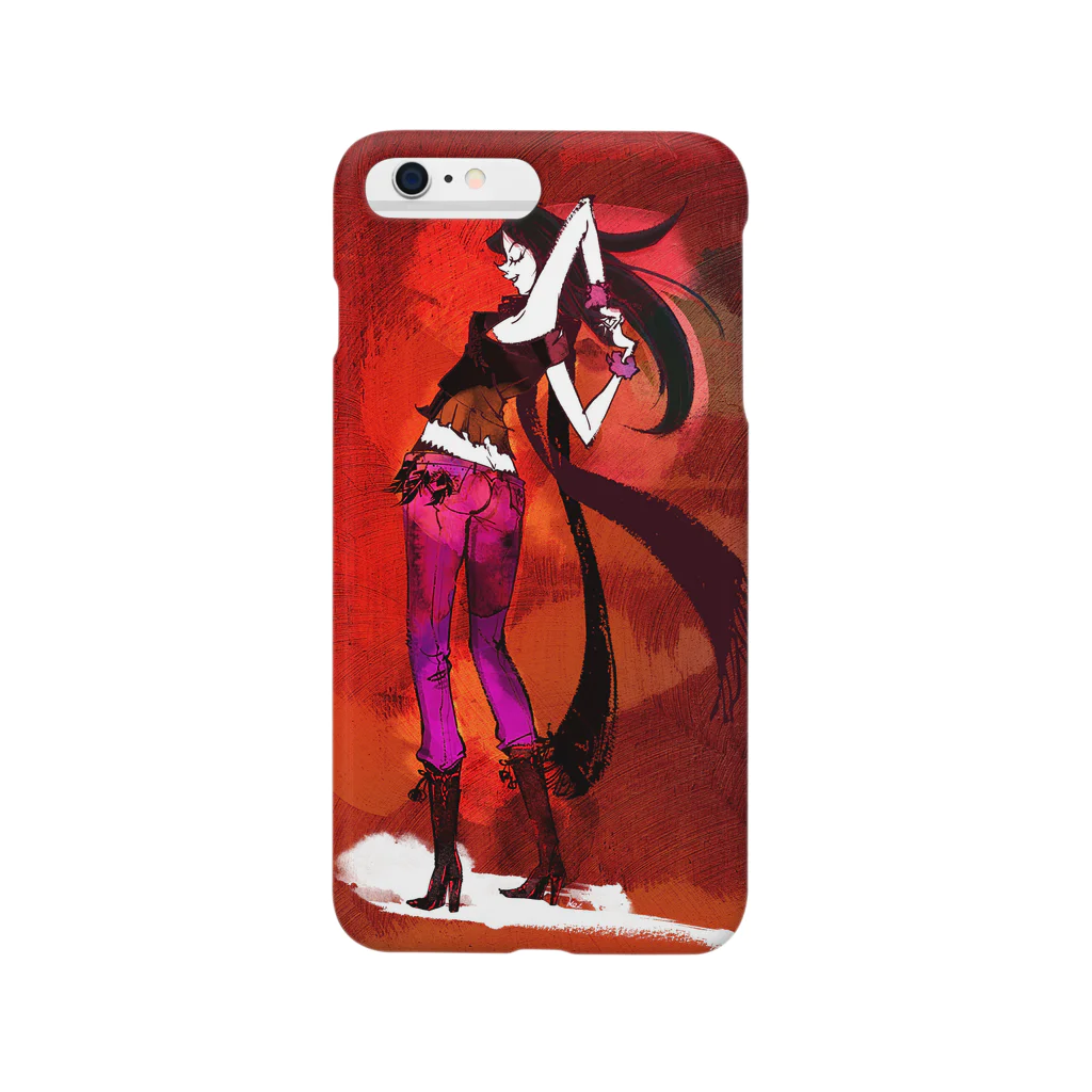 ハヅケイのオミセ。の「RED RED RED マフラーとブーツの女性」 Smartphone Case