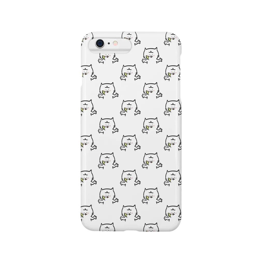 らくがきクオリティの白いねこのため息柄 Smartphone Case