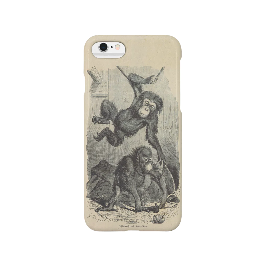 博物雑貨 金烏のThe British Library - Chimpanzee and orangutan Smartphone Case