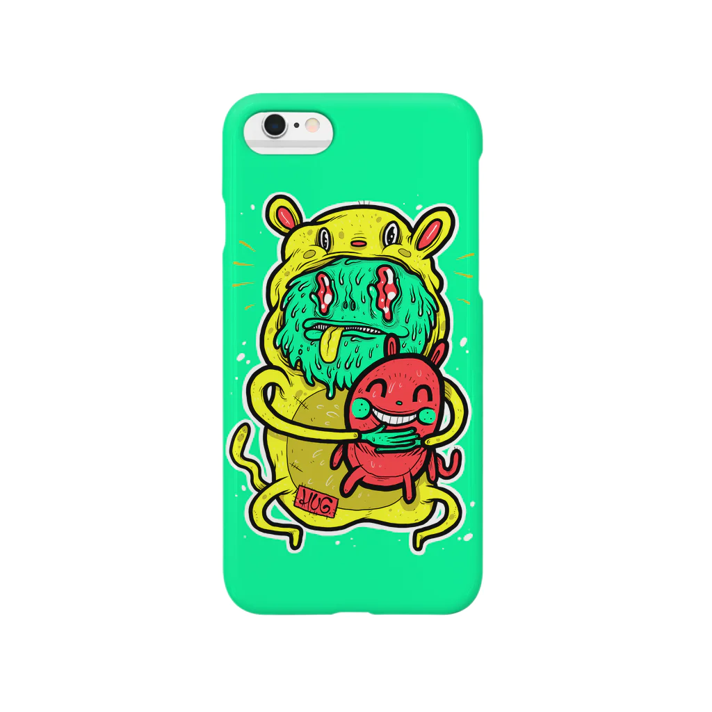 HUGオフォシャルショップのAnimal Costum Lime Green スマホケース