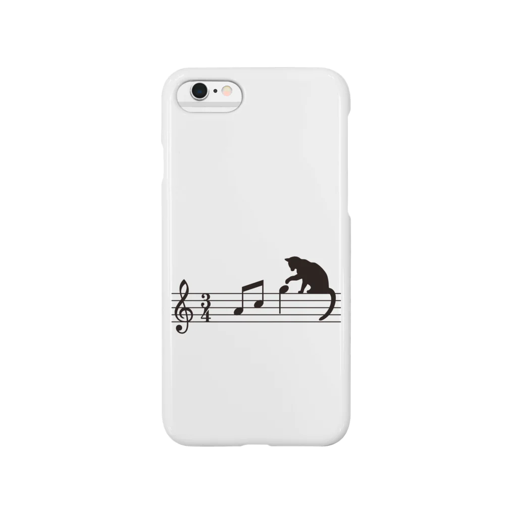 SHOP KazzBのネコ、音符にイタズラ (W) Smartphone Case