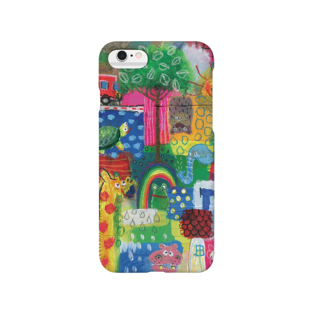 坪井香保里のColorful patchwork frog スマホケース