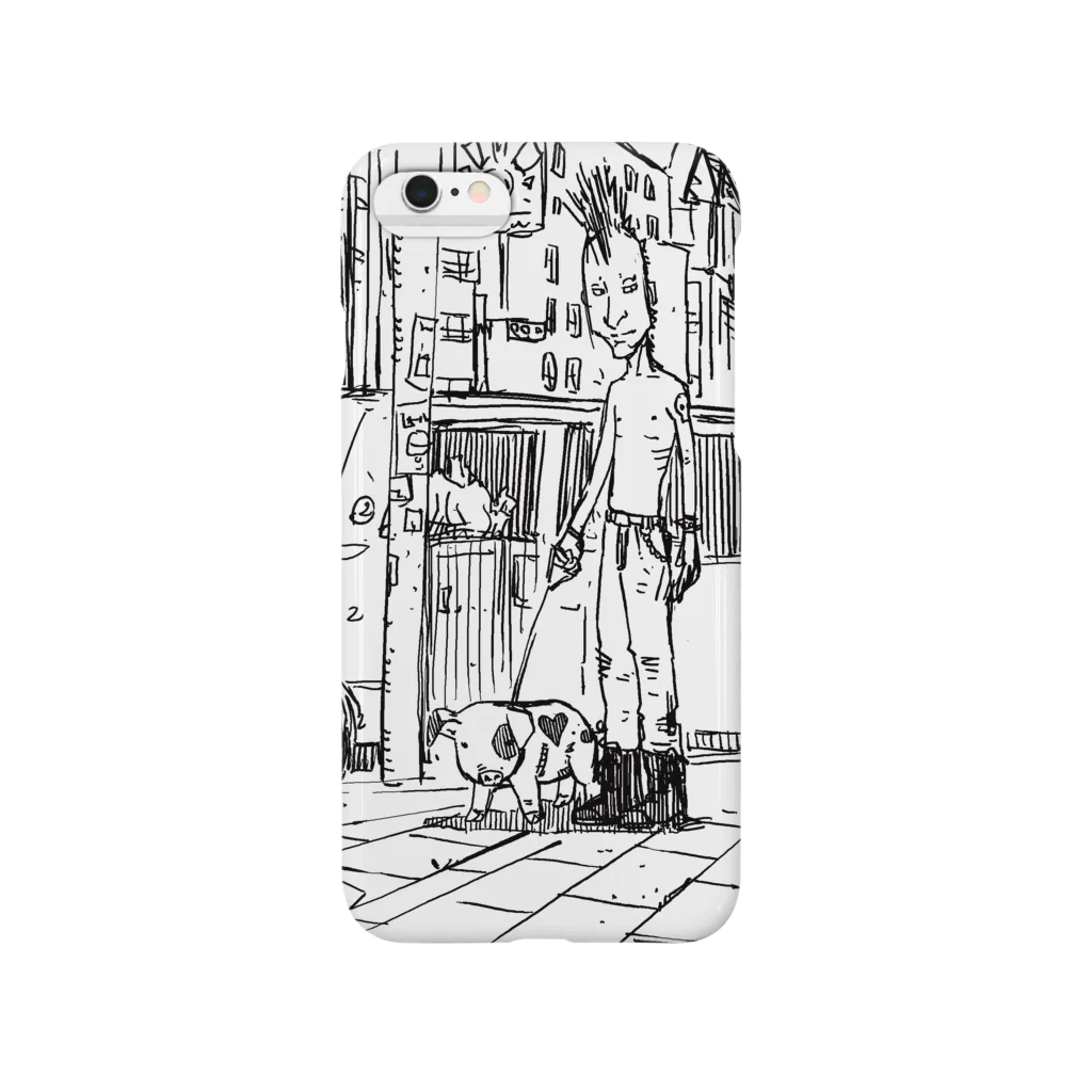 uphillWorksのモヒカンとブタ Smartphone Case