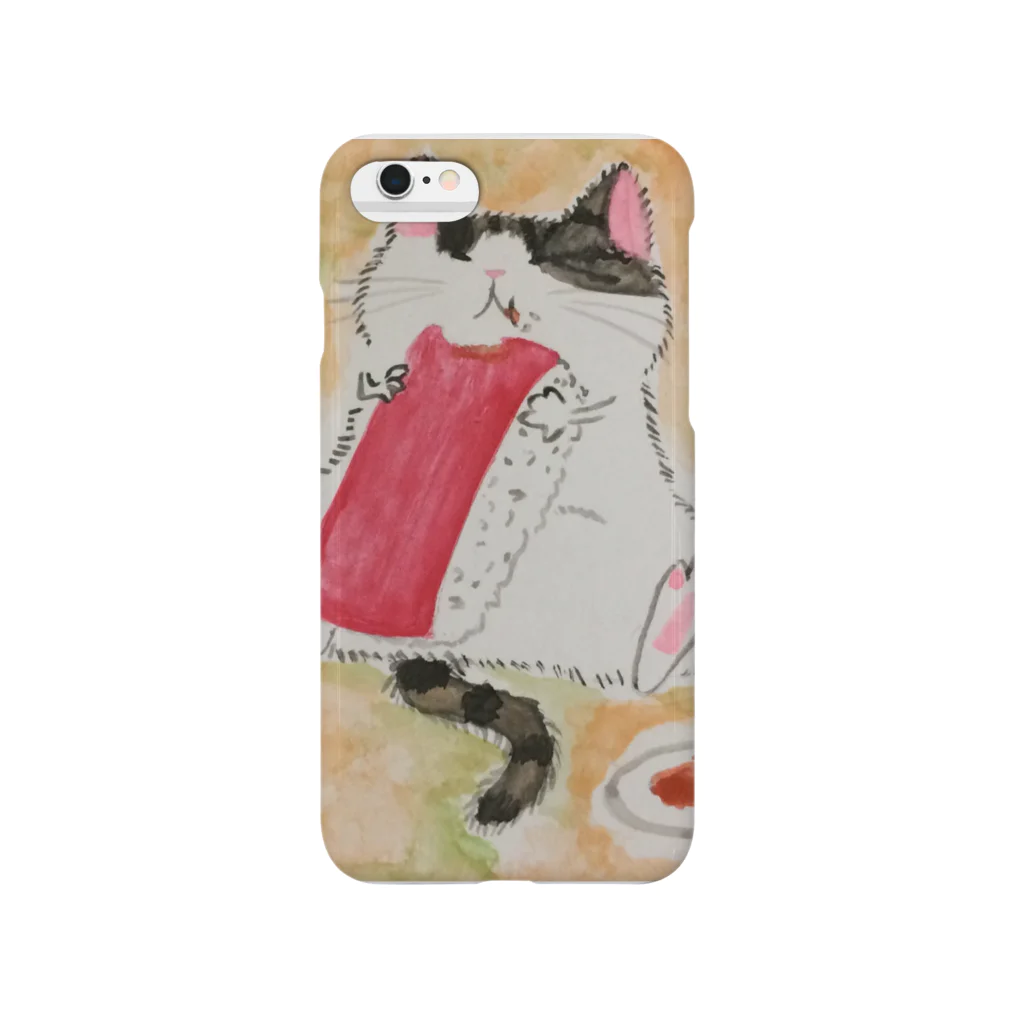 ちなこ☆動物にも愛をの餅猫シダー 大好きまぐろ♪ Smartphone Case