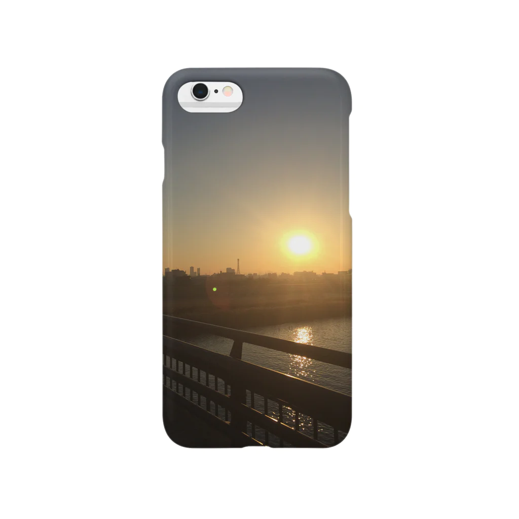 がくの橋から見渡す夕日とビル群 Smartphone Case