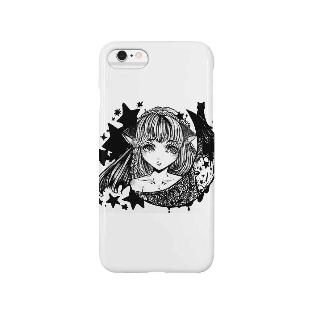 ぺちゃの ○。銀狐堂。○ の三日月猫娘 Smartphone Case