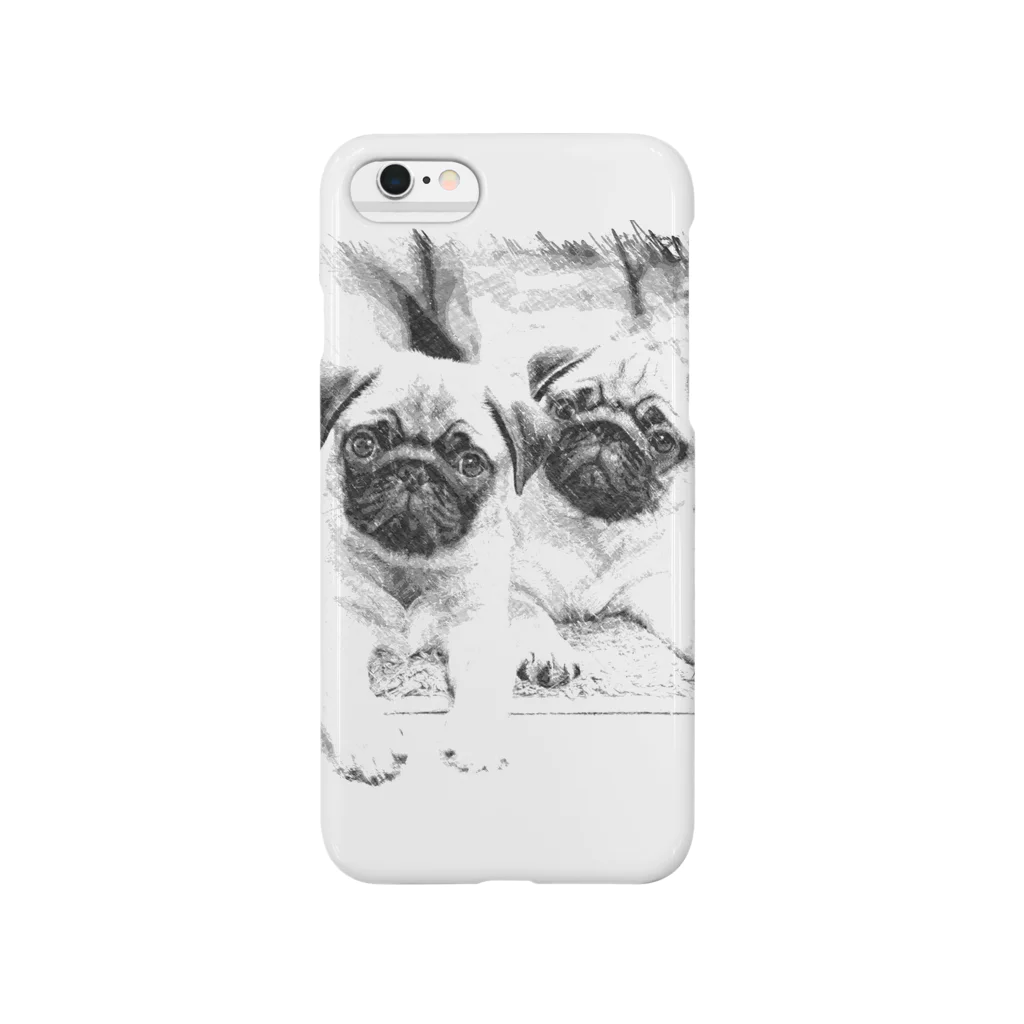 PUG283のパグの仲良し姉弟 monotone スマホケース