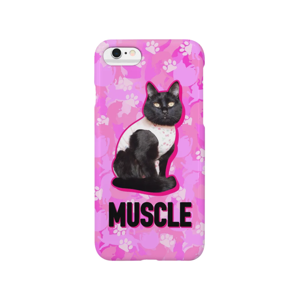 保護猫支援ショップ・パール女将のお宿のマッスルニャンコ　迷彩　カモフラ　ピンク Smartphone Case