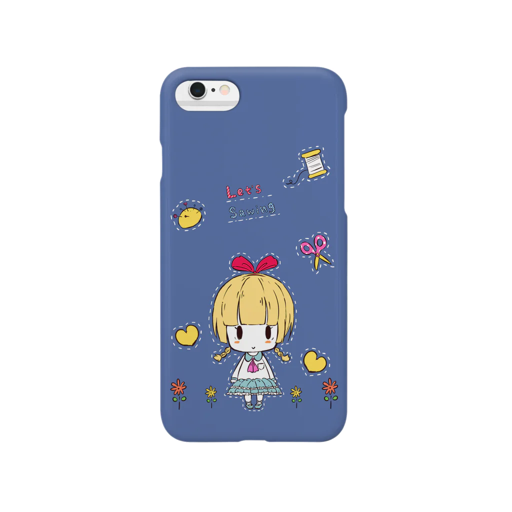 HAPPY MILK MARKETのLet's Sawing【ブルー】 Smartphone Case