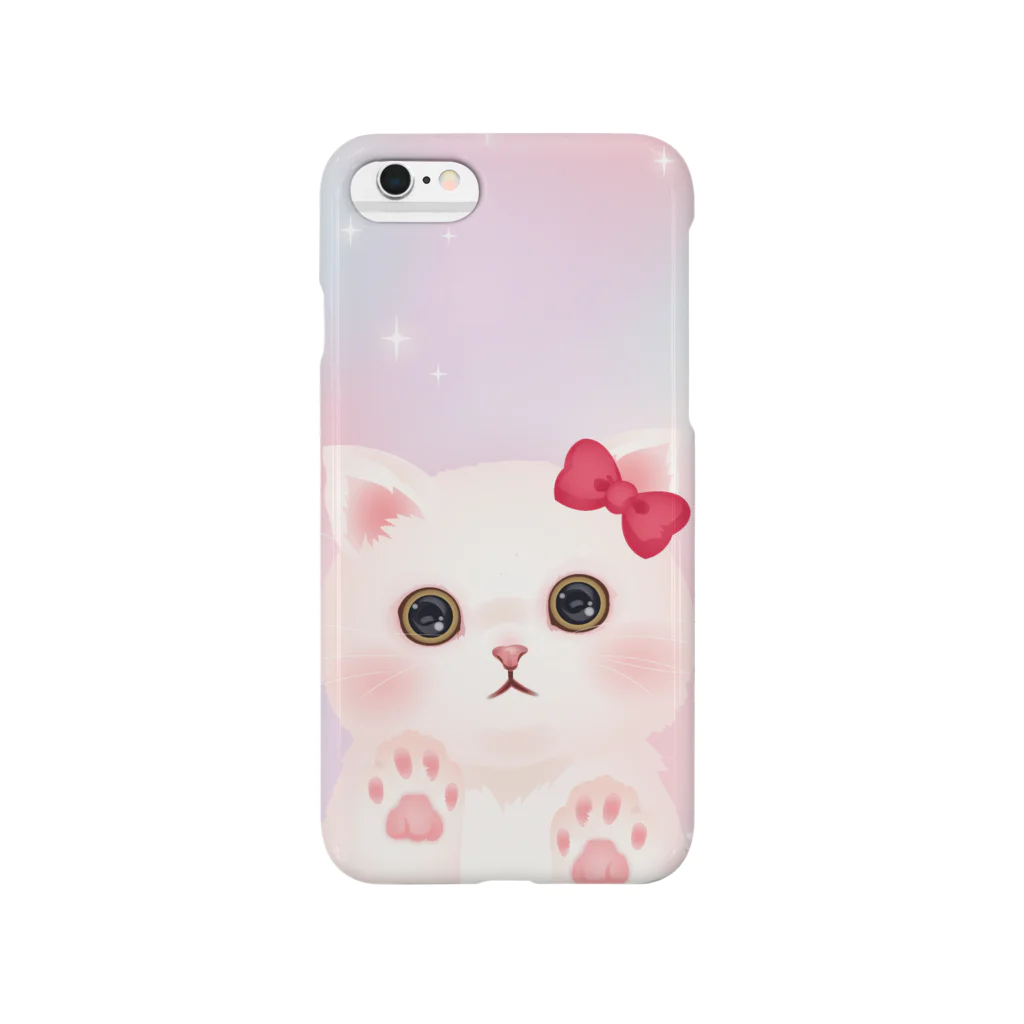 TOMIKAのFluffy white cat スマホケース