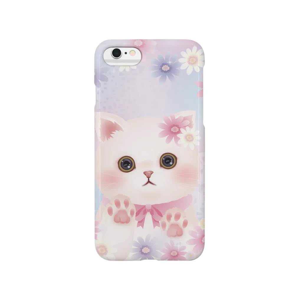 TOMIKAのFluffy white cat スマホケース