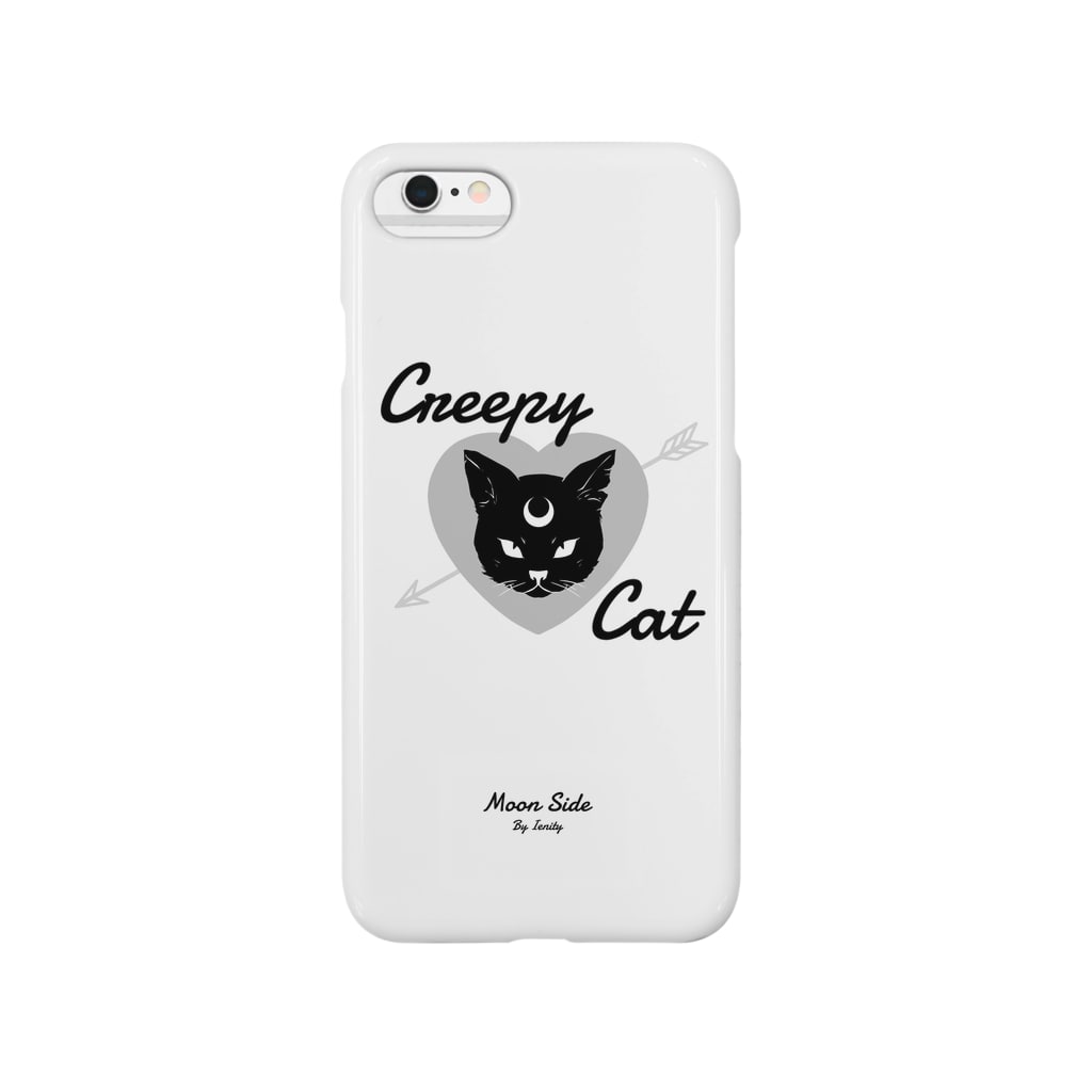 IENITY / MOON SIDEのMOON SIDE】 Creepy Cat #White Smartphone Case