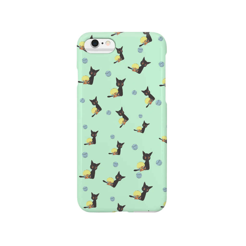 tsubasamoonの天使のひよこちゃん（ウクレレ）と黒猫ムーン 総柄 Smartphone Case